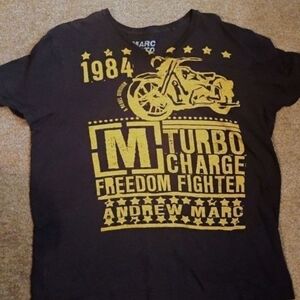 Andrew Marc Black and Yellow Graphic Tee